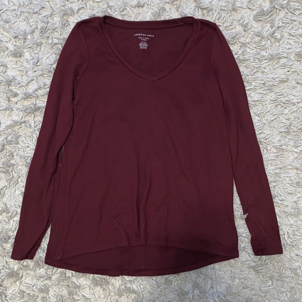 American Eagle, Maroon Soft & Secy Plush shirt S